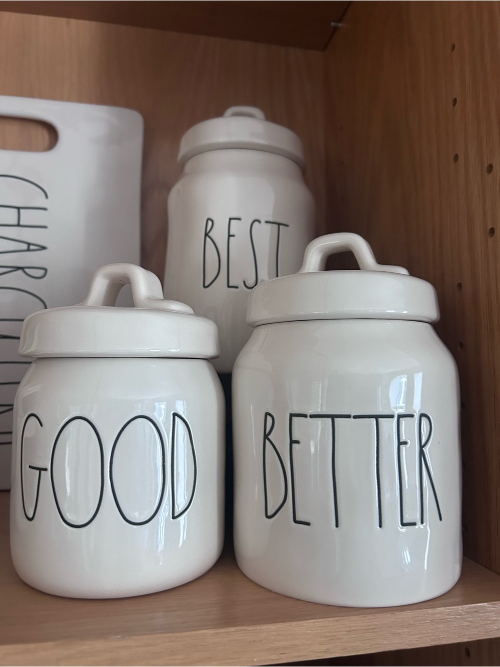 Rae Dunn White Ceramic 'Good Better Best' Canister Set